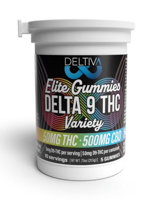 Deltiva Elite Gummies - Delta 9 THC - 50mg - 500mg