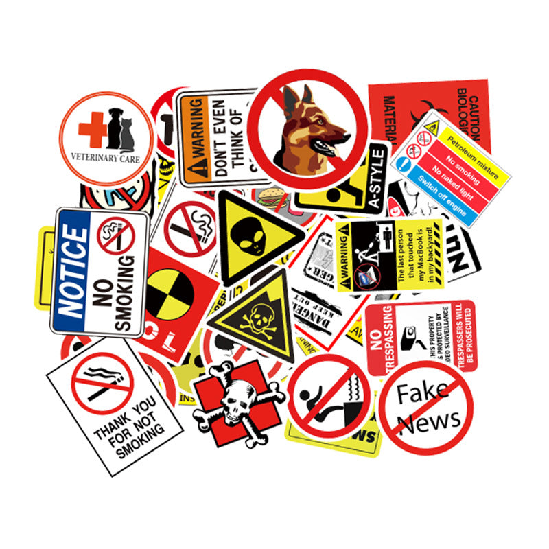 Danger Theme Stickers - 50 Pack