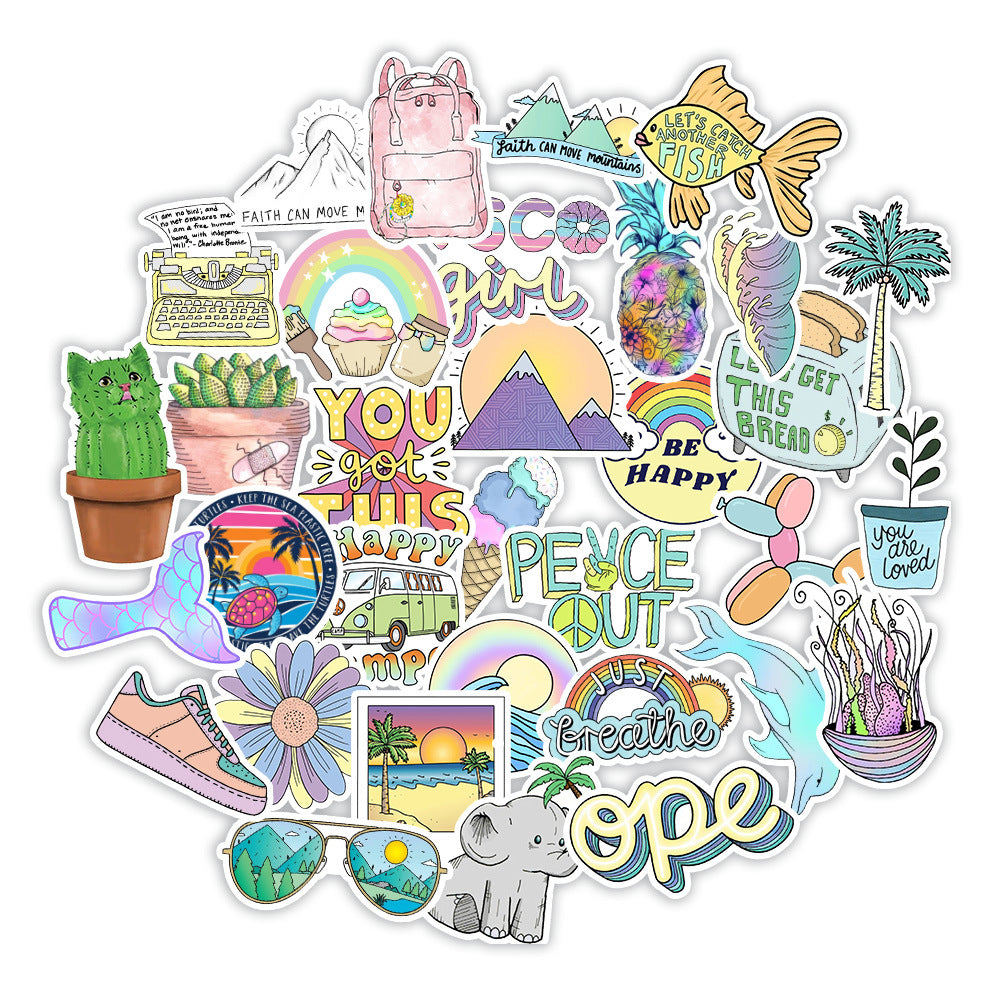 Peace & Love Themed Sticker - 50 Pack