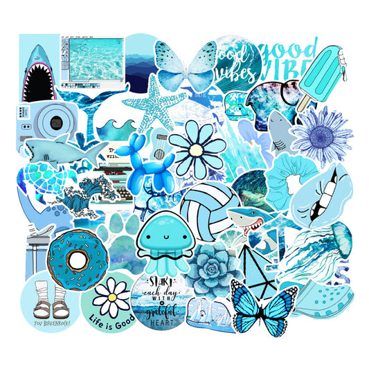Aqua Themed Stickers - 50 Pack