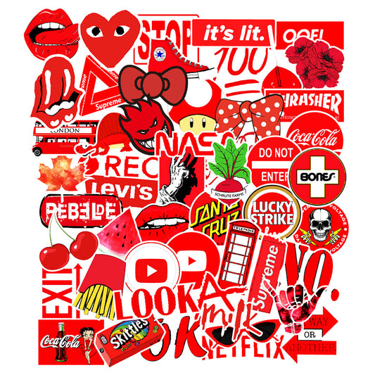 Red Themed Stickers - 50 Pack