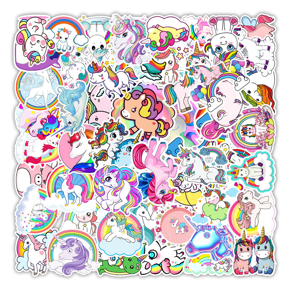 Rainbow & Unicorns Themed Stickers - 50 pack