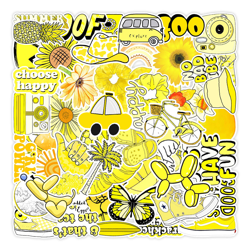 Pretty Yellow Sticker Yellow Themed Stickers - 50 Pack – A&I Family Wholesale