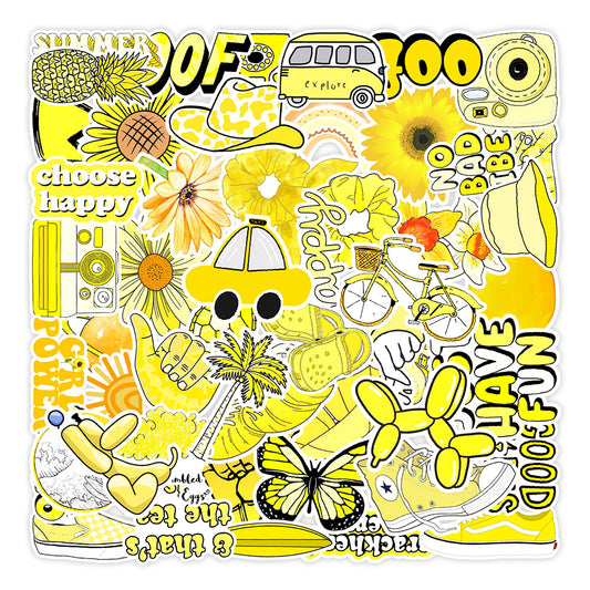 Yellow Themed Stickers - 50 Pack