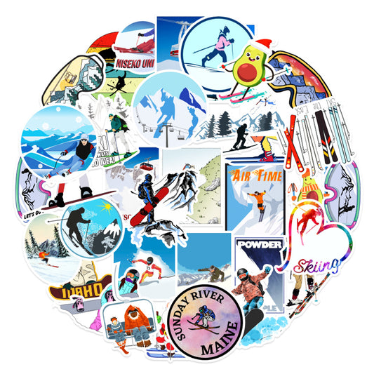 Snow Sport Themed Stickers - 50 Pack