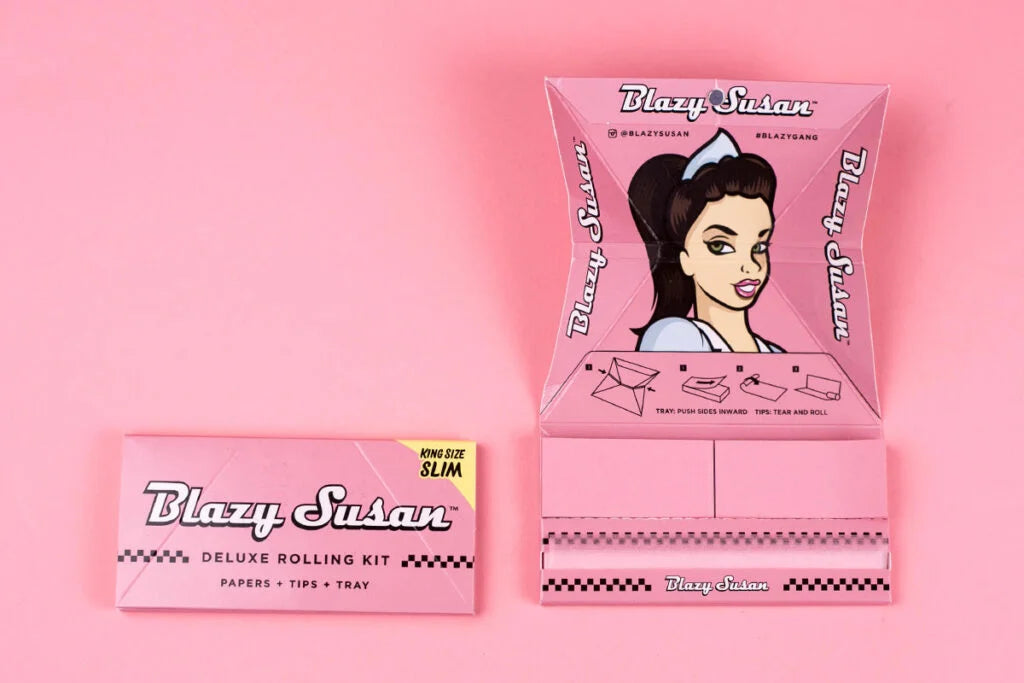 Blazy Susan - Pink Deluxe Rolling Paper Kit - King Size